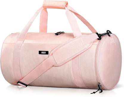 Small Gym Duffle Bag with Shoe Compartment & Wet Pocket, 24L, Pink