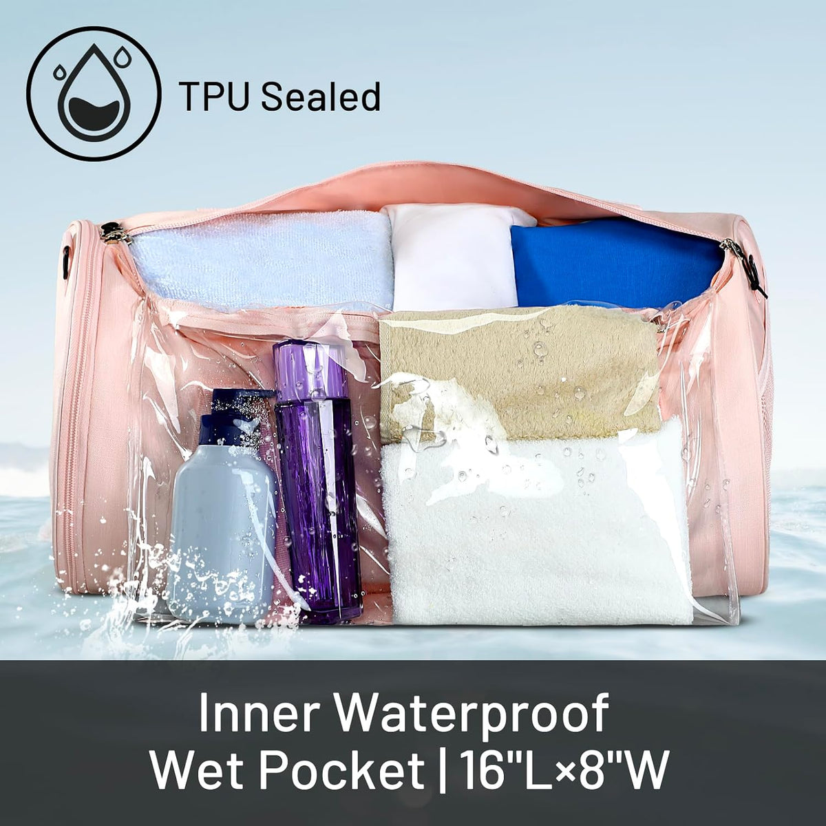 Small Gym Duffle Bag with Shoe Compartment & Wet Pocket, 24L, Pink