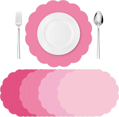 80 Pcs Pink Paper Placemats, 13 Inch Disposable Place Mats Bulk