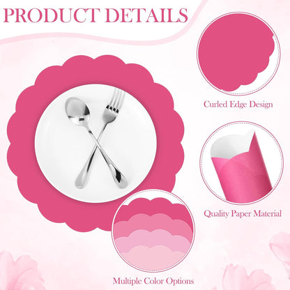 80 Pcs Pink Paper Placemats, 13 Inch Disposable Place Mats Bulk