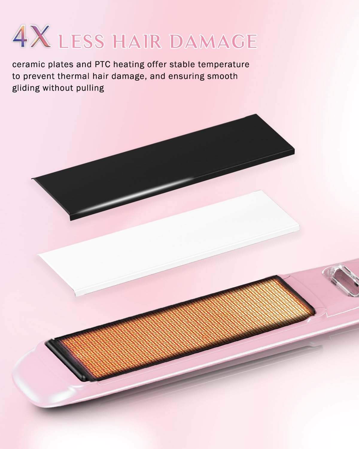 500 Degree High Temp Professional Hair Straightener，30s Fast Heating Ceramic Flat Iron ，2 in 1 Hair Straightener and Curler，Plasma Flat Iron Get Frizz-Free and Shiny(Pink)