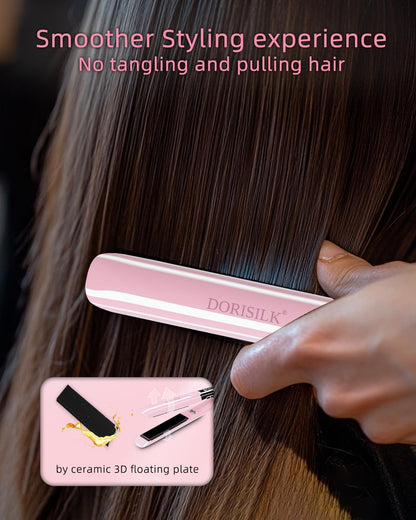 500 Degree High Temp Professional Hair Straightener，30s Fast Heating Ceramic Flat Iron ，2 in 1 Hair Straightener and Curler，Plasma Flat Iron Get Frizz-Free and Shiny(Pink)