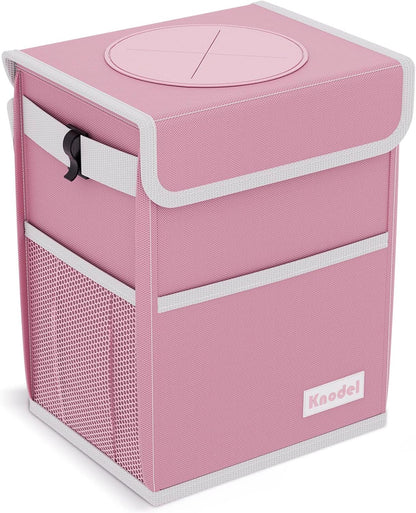 Car Trash Can with Lid, Car Garbage, Bin and Bag (Pink, Medium)