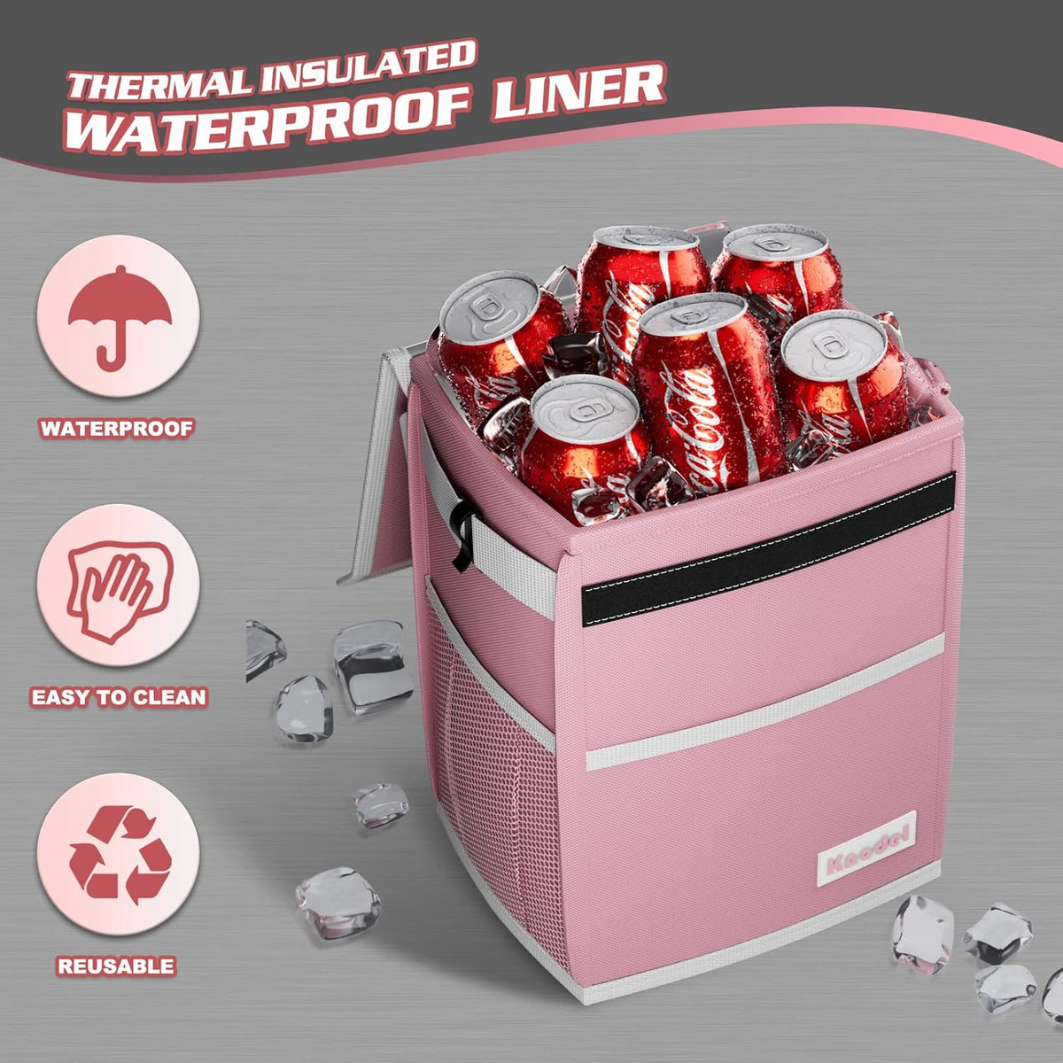 Car Trash Can with Lid, Car Garbage, Bin and Bag (Pink, Medium)