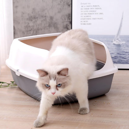 Open Top Cat Litter Box - Anti-Splashing High Sides Pet Litter Tray for Indoor Cats - 19.8" L x 14.7" W x 7.6" H(Pink)