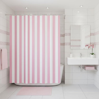 Pink and White Striped Shower Curtain Vertical Stripe Geometric Modern Farmhouse Chic Style Bathroom Decor Fabric Curtains with Hook 70Wx70H Inches