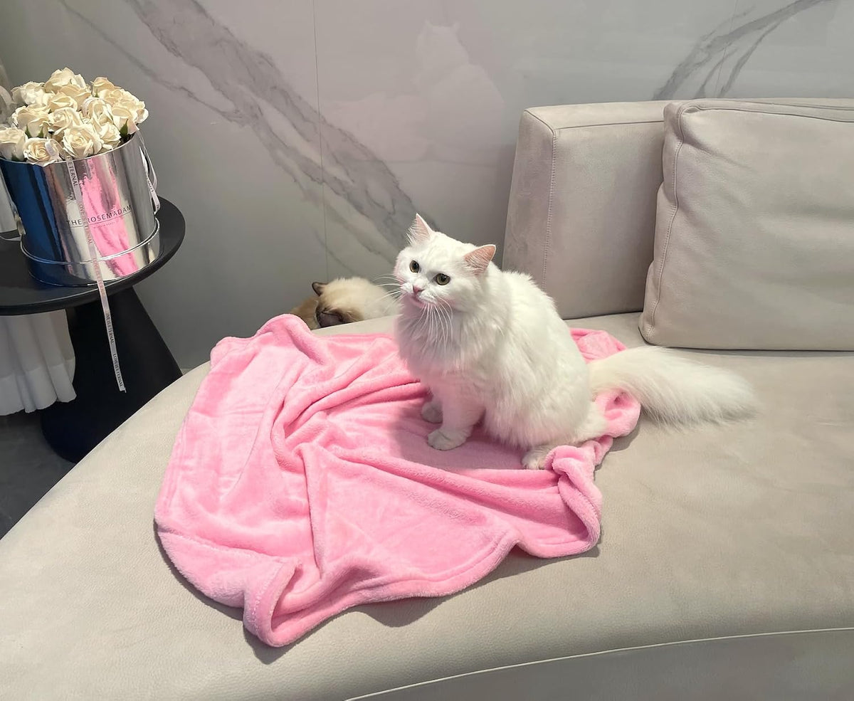 Soft Puppy Flannel Fleece Blanket for Pet Dog Cat, Plush Microfiber, Cozy and Lightweight, Light Pink, Pet, 19 x 27 inch (50 x 70 cm)