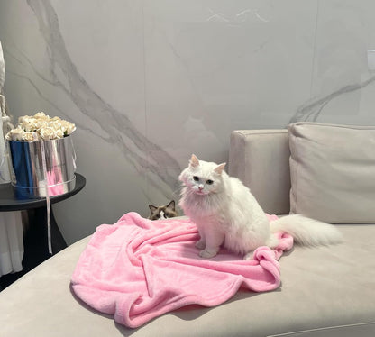 Soft Puppy Flannel Fleece Blanket for Pet Dog Cat, Plush Microfiber, Cozy and Lightweight, Light Pink, Pet, 19 x 27 inch (50 x 70 cm)