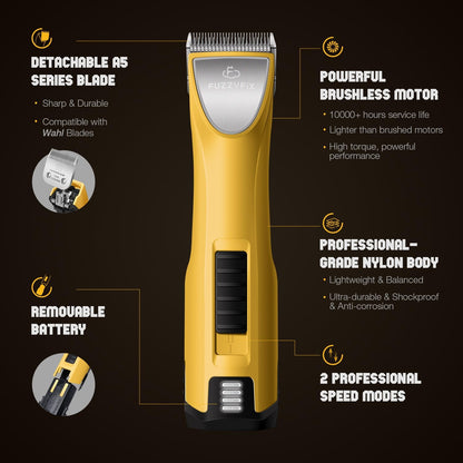 Professional Dog Clippers for Grooming with Charging Replacement, Low Noise Pet Grooming Kit for Thick Curly Matted Heavy Coats Cordless Hair Trimmer with 8 Metal Guide Combs for Animal Horse