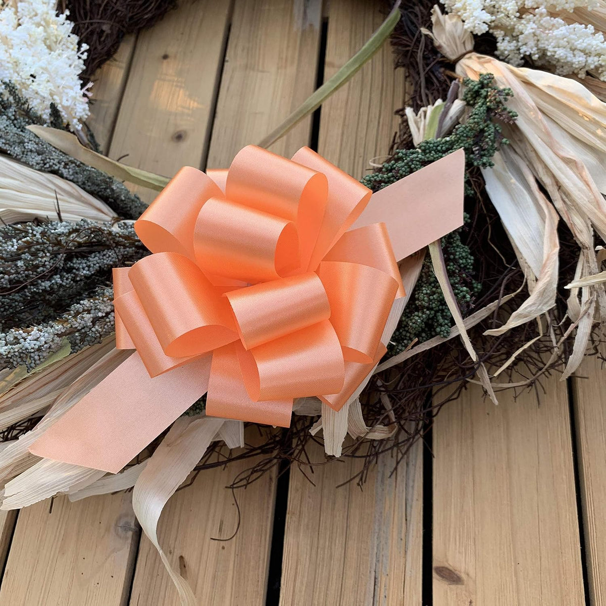 Peach Decorative Gift Pull Bows - 5" Wide, Set of 10, Fall