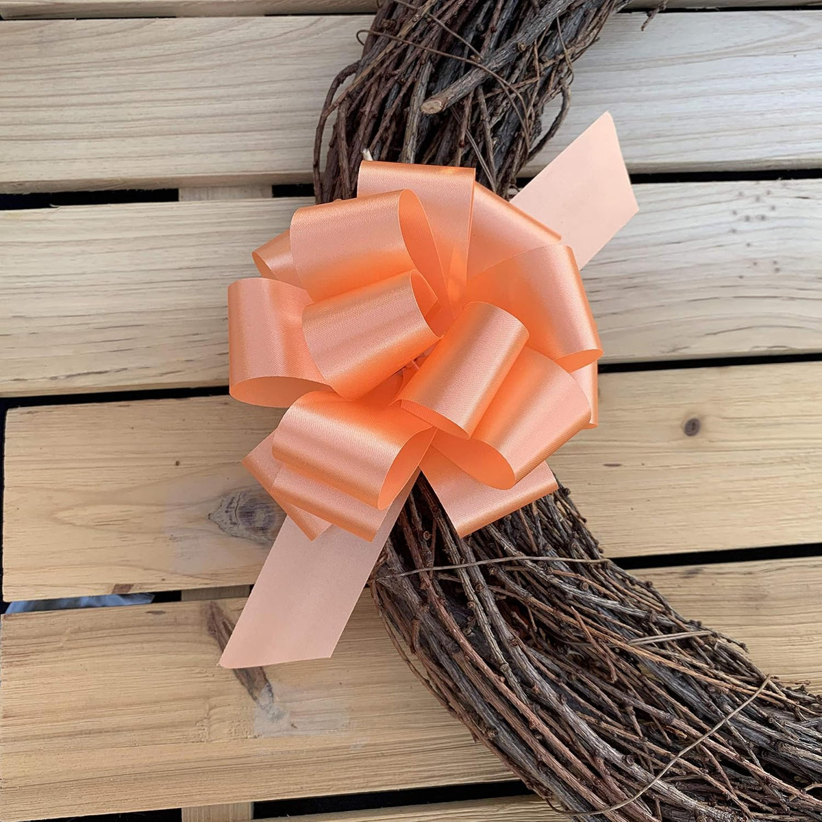 Peach Decorative Gift Pull Bows - 5" Wide, Set of 10, Fall