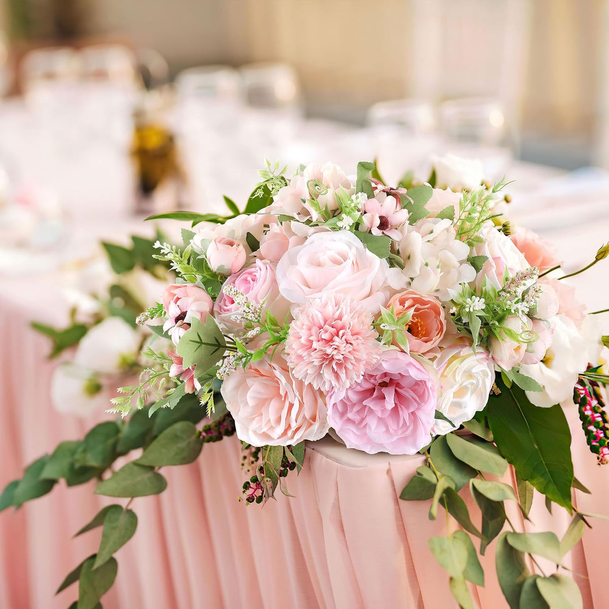 Artificial Flowers Combo Blush Pink Fake Rose Flowers with Stems for DIY