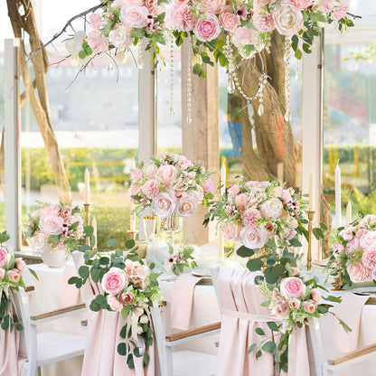Artificial Flowers Combo Blush Pink Fake Rose Flowers with Stems for DIY