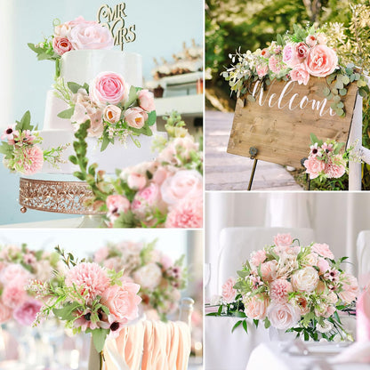 Artificial Flowers Combo Blush Pink Fake Rose Flowers with Stems for DIY