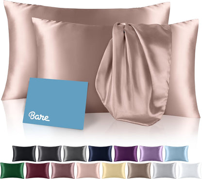 Satin Pillowcases Envelope (Standard 20"x26" Set of 2, Blush)