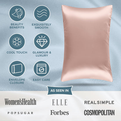 Satin Pillowcases Envelope (Standard 20"x26" Set of 2, Blush)