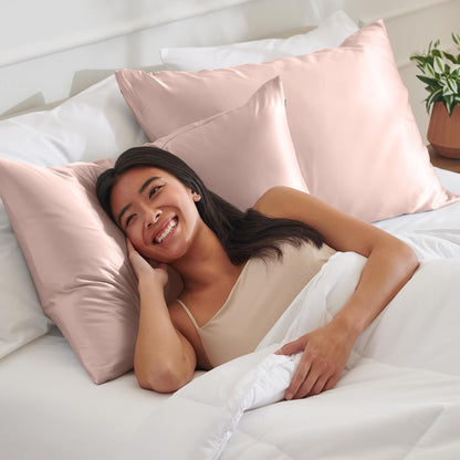 Satin Pillowcases Envelope (Standard 20"x26" Set of 2, Blush)