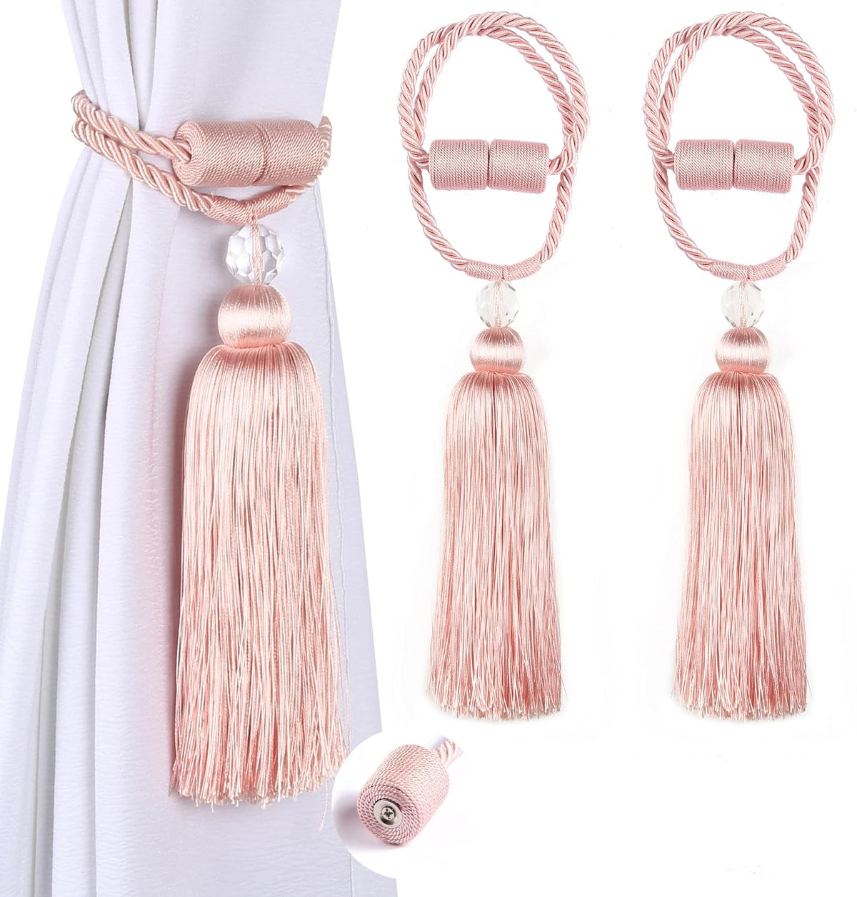 Magnetic Curtain Tiebacks Tassel Ties Backs Holdbacks Rope Drape