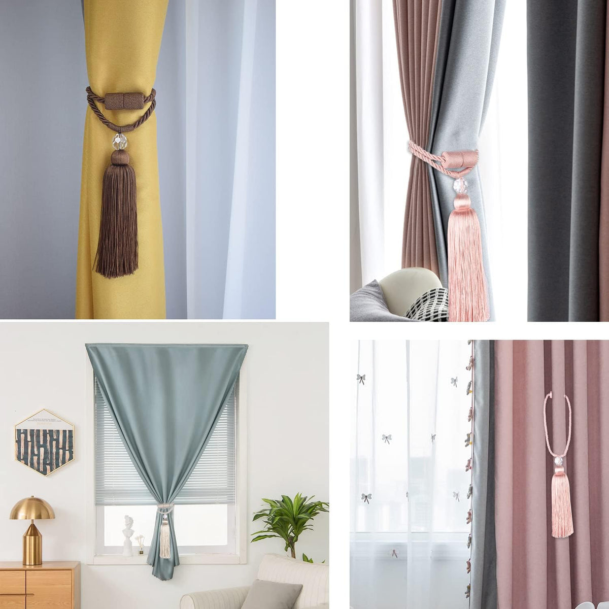 Magnetic Curtain Tiebacks Tassel Ties Backs Holdbacks Rope Drape