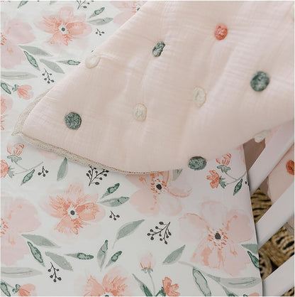 Floral Crib Sheets, 100% Cotton, Breathable Baby Bedding for Standard Mattress, Pink Nursery Decor, Machine Washable Pink Floral Crib, Toddler Sheets