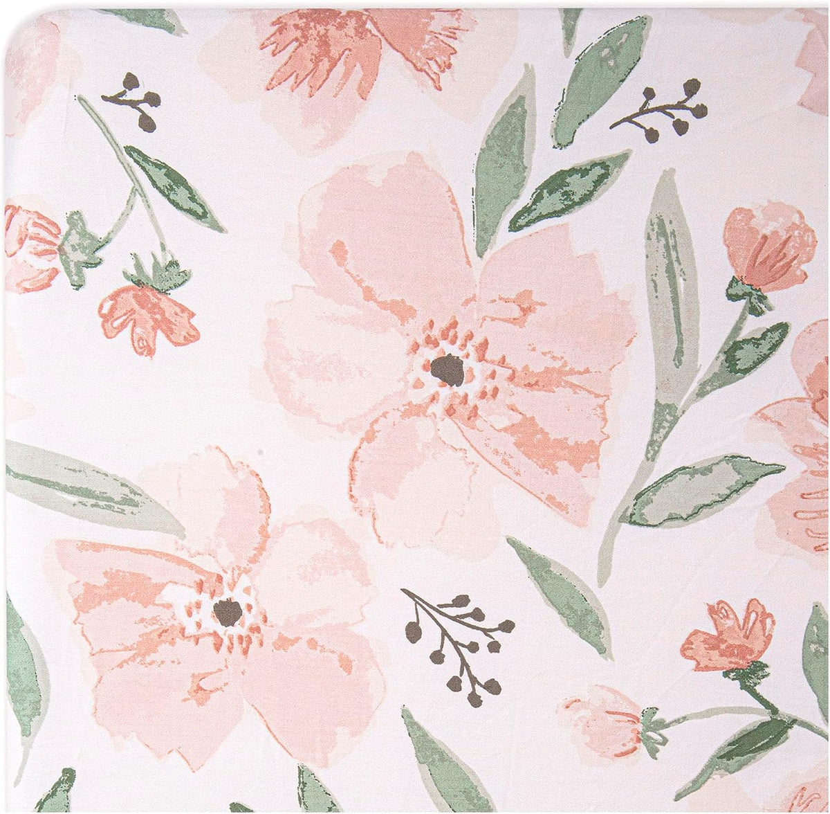 Floral Crib Sheets, 100% Cotton, Breathable Baby Bedding for Standard Mattress, Pink Nursery Decor, Machine Washable Pink Floral Crib, Toddler Sheets