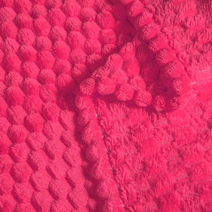 Vessia Flannel Fleece Throw Blanket(50x70 inch), 3D Jacquard Hot Pink Fuzzy and Warm Blanket for Couch,Sofa,Bed,Chair, 300GSM Super Soft Touch Cozy Lightweight Throw for All-Season Home Decor