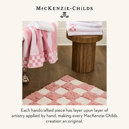 Cotton Bath Towel, Pink-and-White Rose Check Border