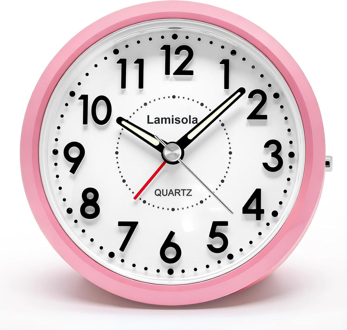 Lamisola 4 Inch for Bedrooms, Small Analog Desk Clock, Pink