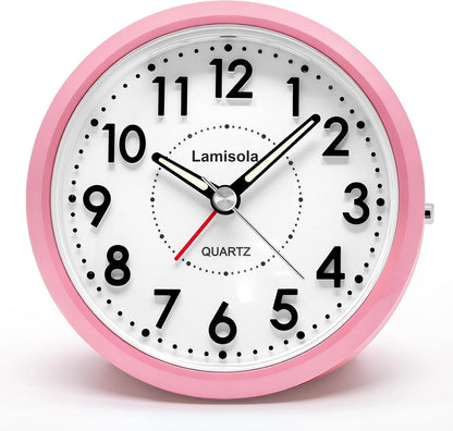 Lamisola 4 Inch for Bedrooms, Small Analog Desk Clock, Pink