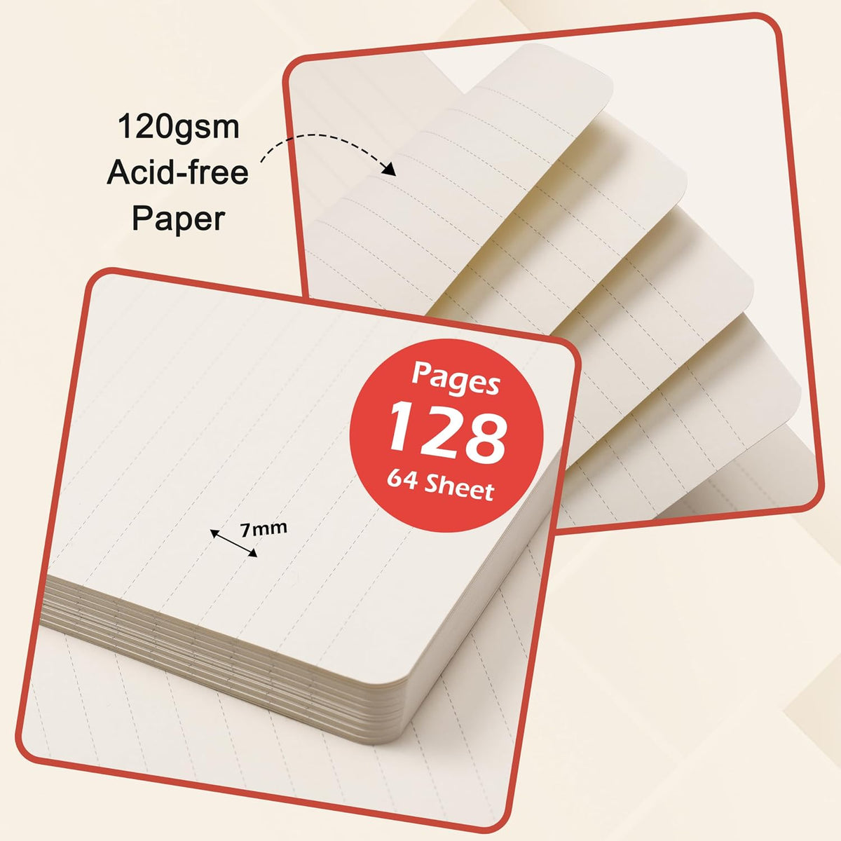 Ruled Notebook/Journal - Classic Lined Journal/Notebook, 5.3'' x 8.26''