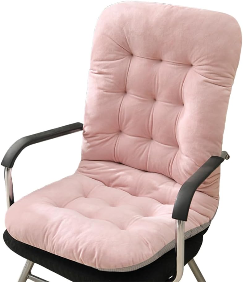 Non-Slip Desk Chair Cushion Rocking Office Chair Pad with Ties Soft Seat Cushion with High Back Support for Dorm Floor Car Office Patio (Pink)