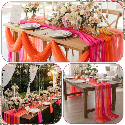 12 Pcs Pink and Orange Party Table Runners Sunset Party Decor
