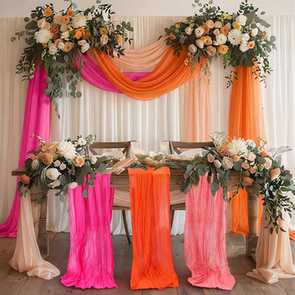12 Pcs Pink and Orange Party Table Runners Sunset Party Decor