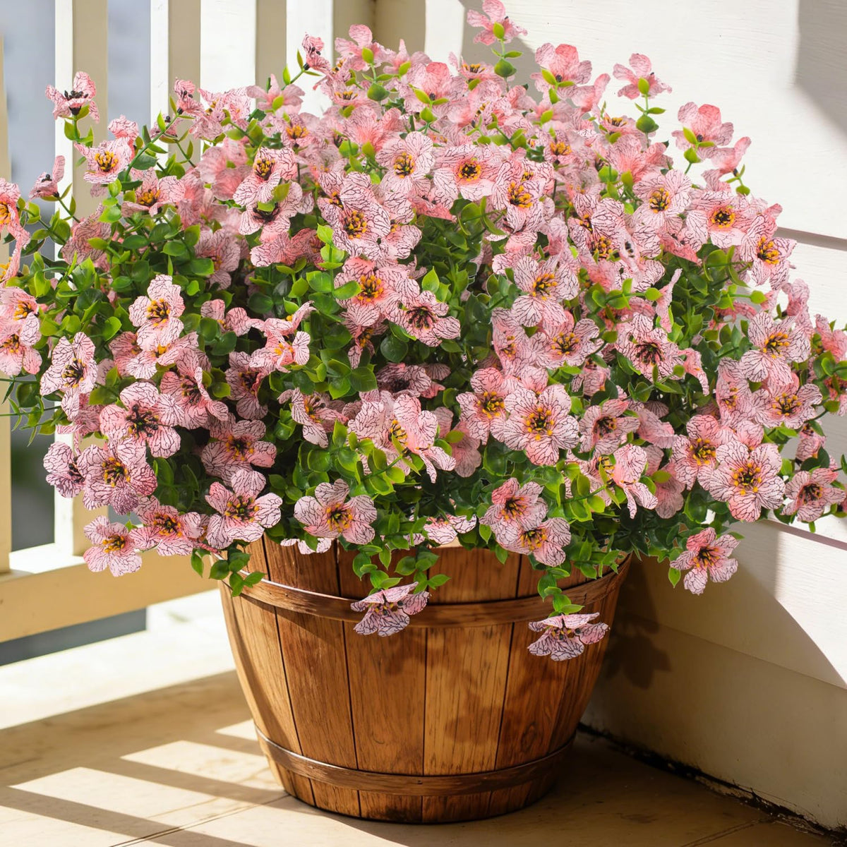 20 Bundles Artificial Flowers for Outdoors, UV Resistant Fake Plants Flowers Greenery Shrubs Plants for Decoration Outside Plants Hanging Planter Home Garden Decor (Pink)