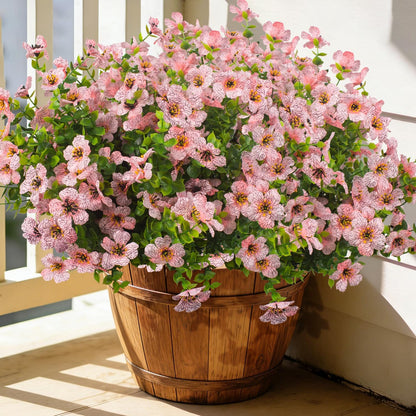 20 Bundles Artificial Flowers for Outdoors, UV Resistant Fake Plants Flowers Greenery Shrubs Plants for Decoration Outside Plants Hanging Planter Home Garden Decor (Pink)