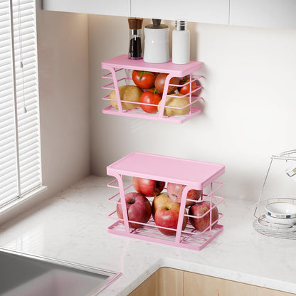 TIDIIABODE 2 Pack Pink - Stackable Garbage Bag Dispenser with Bamboo Top, Kitchen Accessories & Decor, Wall Mount Storage for Kitchen, Home, Bathroom Decor & Gifts
