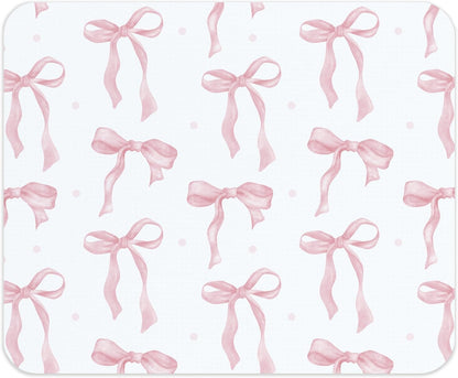 Coquette Pink Bow Mouse Pad, Preppy Girly Blue Mousepad for Work Office, Trendy Decor for Desk, 9.5x8 Inch