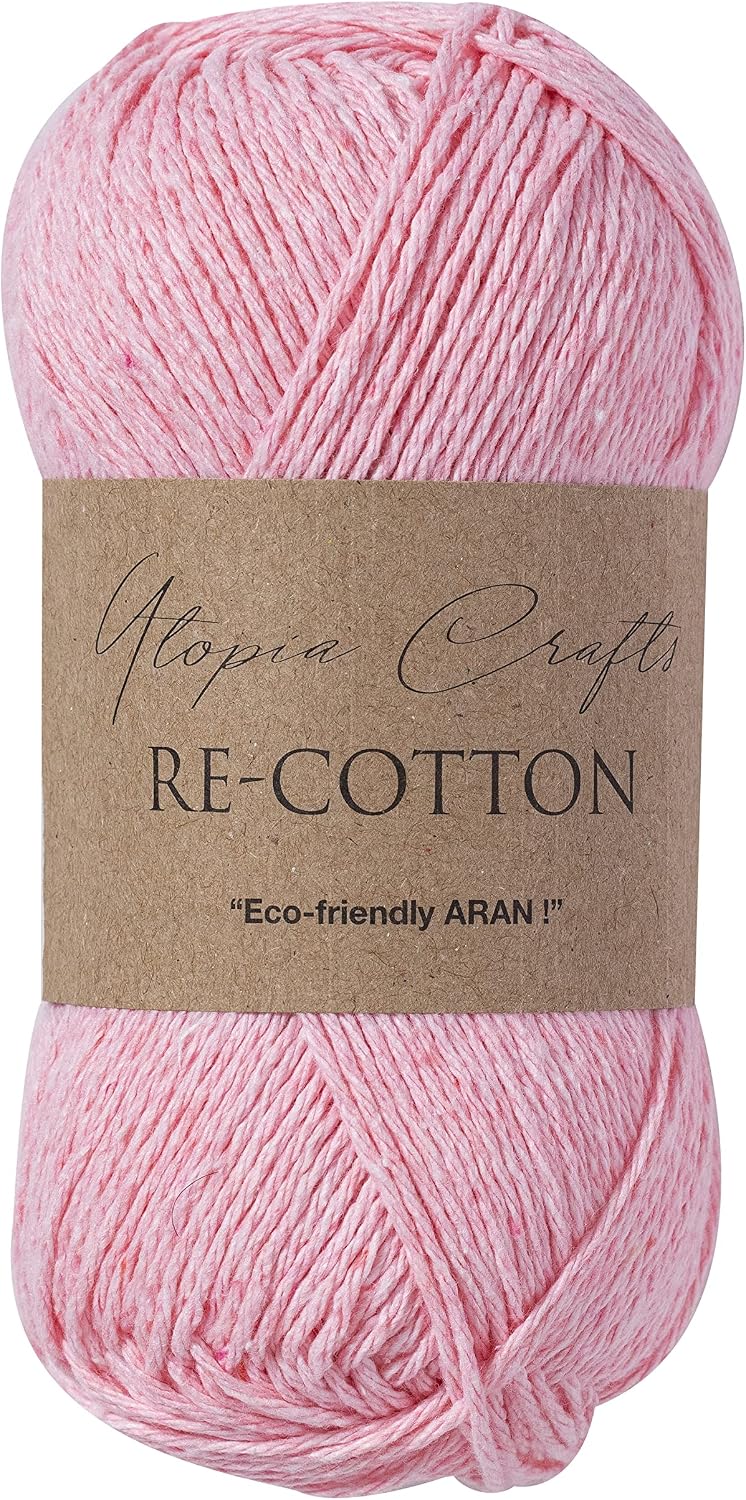 Re-Cotton Knitting Yarn 3X 100g / 3.52oz (Light Pink, 3 Pack)