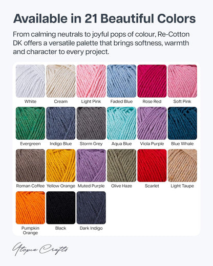 Re-Cotton Knitting Yarn 3X 100g / 3.52oz (Light Pink, 3 Pack)