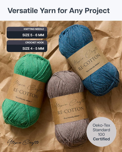 Re-Cotton Knitting Yarn 3X 100g / 3.52oz (Light Pink, 3 Pack)
