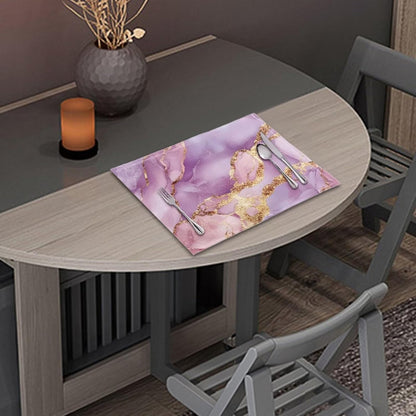 Pink Marble Print Placemat Set of 6 Placemats Table Cover Dining Table Set Valentines Day Decorations Table Cloth Marble Texture Place mats for Dining Table