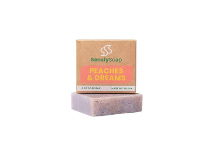 Peaches & Dreams Bar Soap - Love Spell Scent - Made w/Organic Shea Butter - USA Made w/Natural Oils & Sustainable Ingredients - Handmade, Vegan, For All Skin Types - Cruelty Free - 5 oz