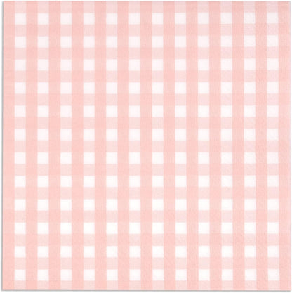 Gift Boutique 100 Pcs Pink & White Gingham Cocktail Napkins Disposable Paper Checkered Plaid Beverage Dessert Napkin Summer Picnic Baby Shower Party