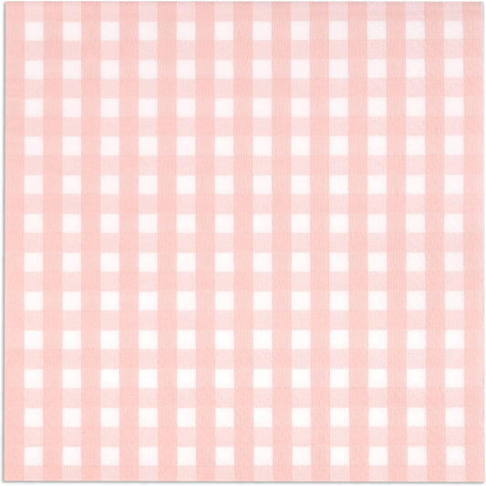 Gift Boutique 100 Pcs Pink & White Gingham Cocktail Napkins Disposable Paper Checkered Plaid Beverage Dessert Napkin Summer Picnic Baby Shower Party