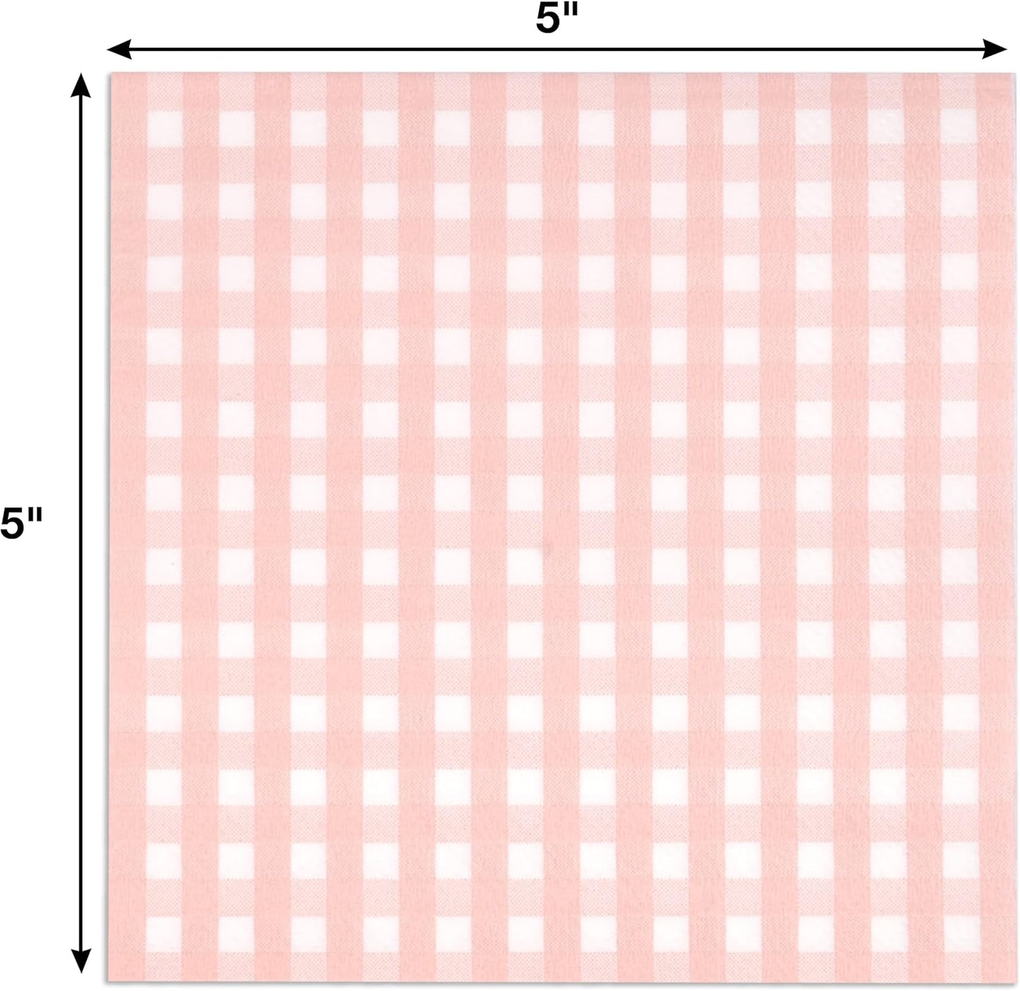 Gift Boutique 100 Pcs Pink & White Gingham Cocktail Napkins Disposable Paper Checkered Plaid Beverage Dessert Napkin Summer Picnic Baby Shower Party