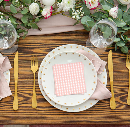Gift Boutique 100 Pcs Pink & White Gingham Cocktail Napkins Disposable Paper Checkered Plaid Beverage Dessert Napkin Summer Picnic Baby Shower Party