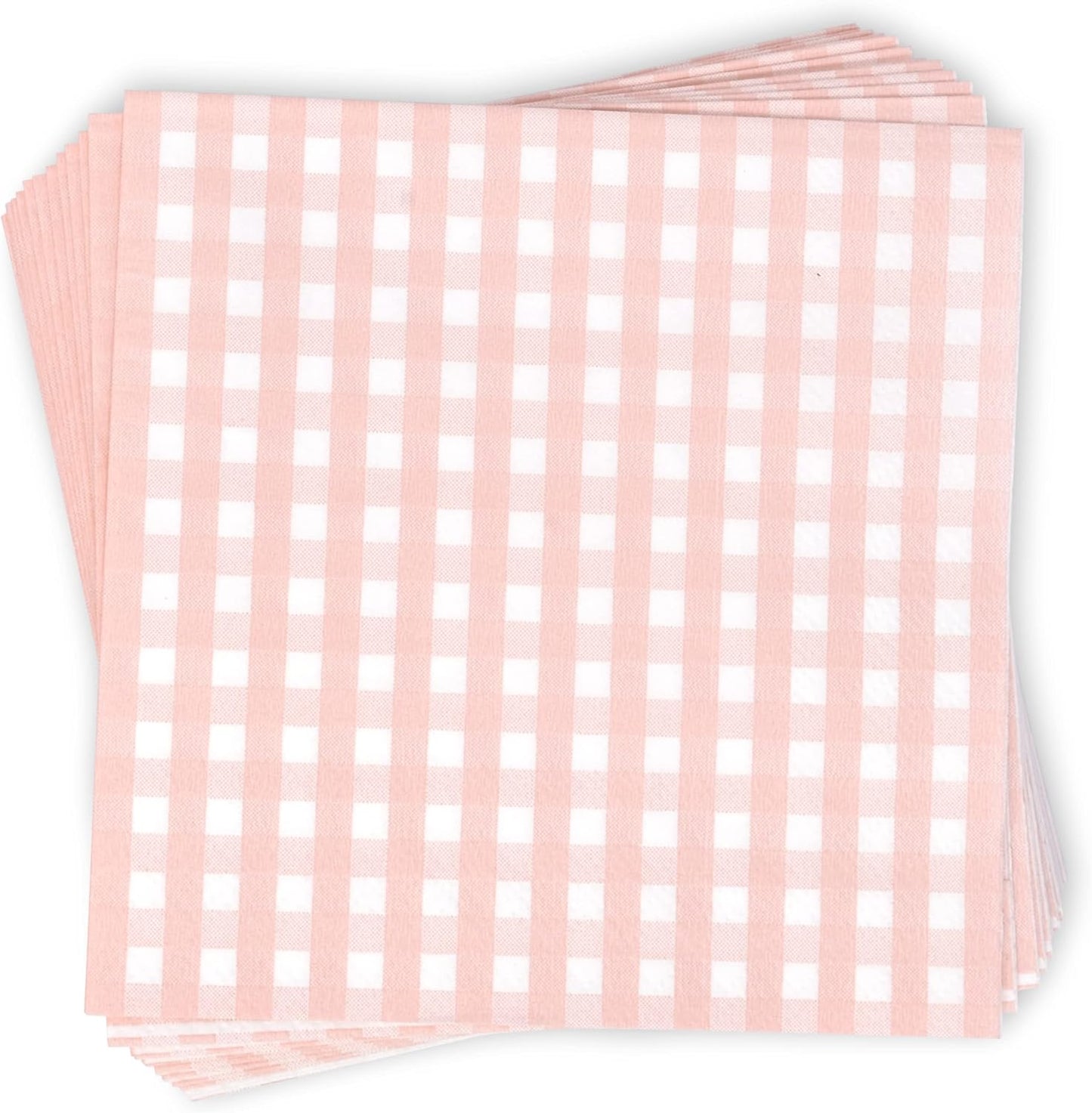 Gift Boutique 100 Pcs Pink & White Gingham Cocktail Napkins Disposable Paper Checkered Plaid Beverage Dessert Napkin Summer Picnic Baby Shower Party
