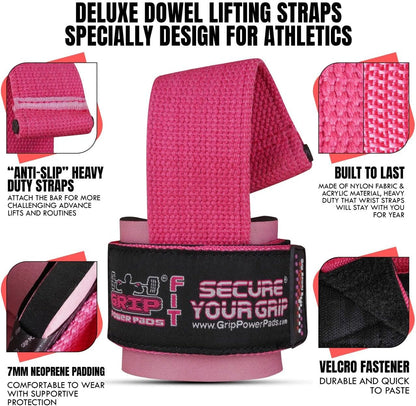 Gym Lifting Dowel Straps Neoprene Padded Wrist Wraps for Weight Training, Bodybuilding & Fitness