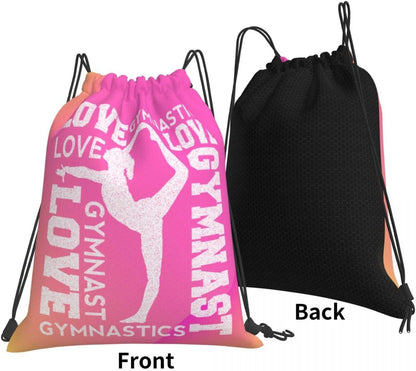 Gymnastics element Pink Drawstring Backpack Gym String Bag Drawstring Sackpack Sport For Womens Mens