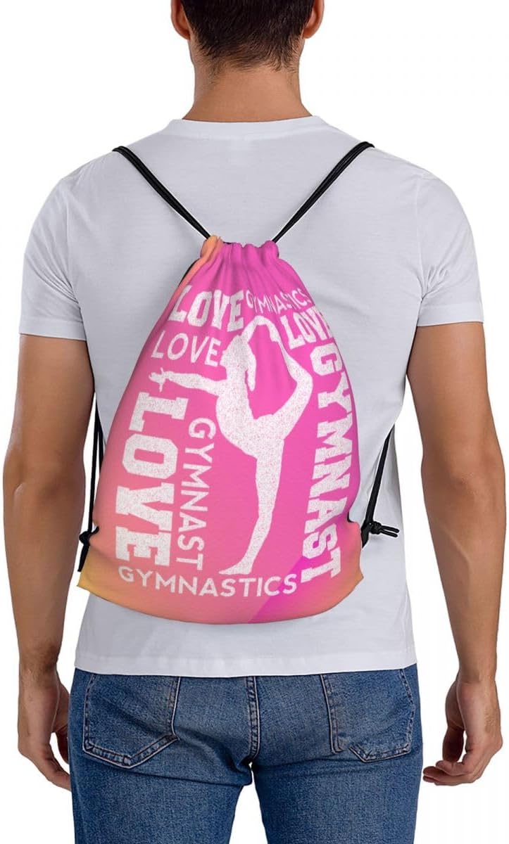 Gymnastics element Pink Drawstring Backpack Gym String Bag Drawstring Sackpack Sport For Womens Mens